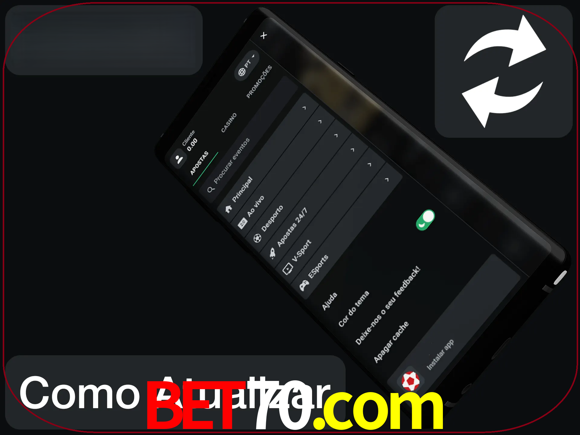 O aplicativo é atualizado automaticamente quando você faz o login.